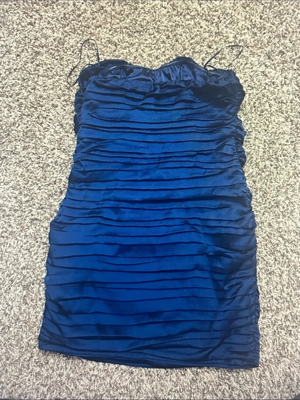 Express Strapless Ruched Sheen Dress - Navy Blue